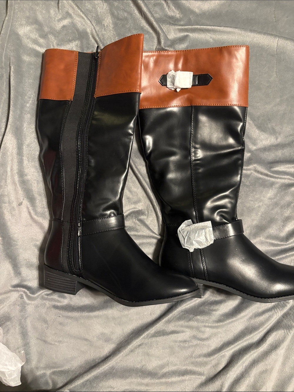 Rampage Black and Brown Two-Tone Knee-High Riding Boots